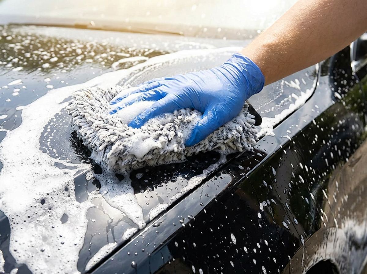 Lavage extérieur d'une automobile avec mousse épaisse